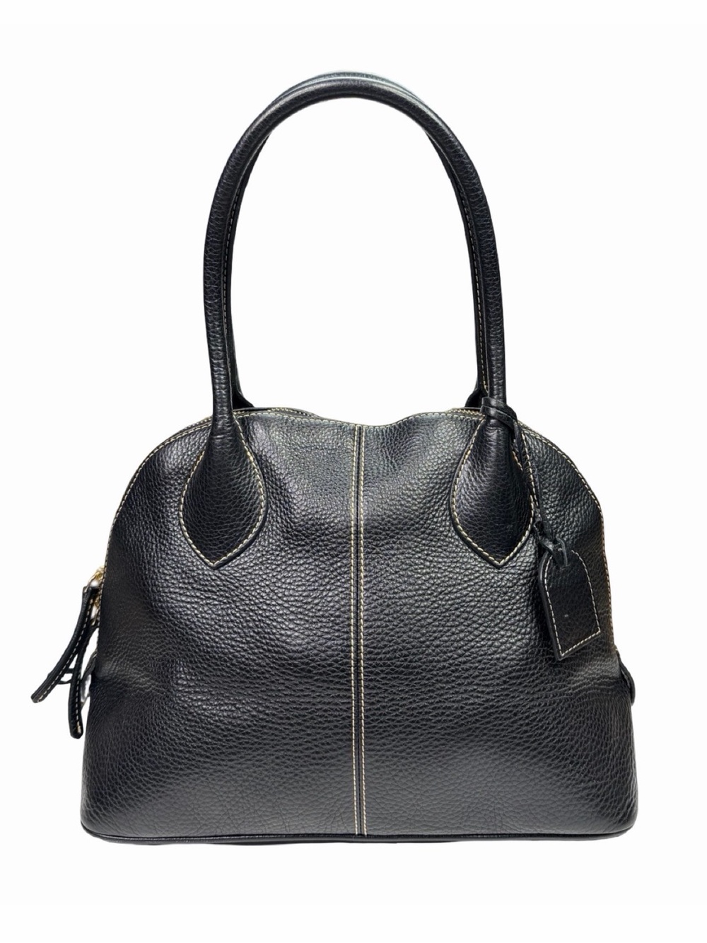 Dooney & Bourke Black Pebbled Leather Dome Satchel Bag - 12.25” x 9.75” x 7”